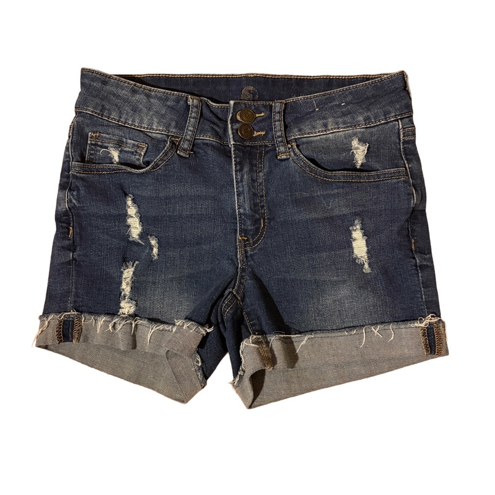 SO Dark Blue Distressed Jean Shorts
